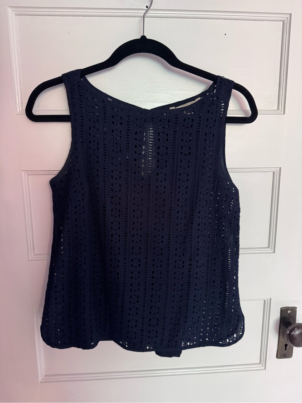 Banana Republic Navy Crochet Eyelet Tank, Fully Lined